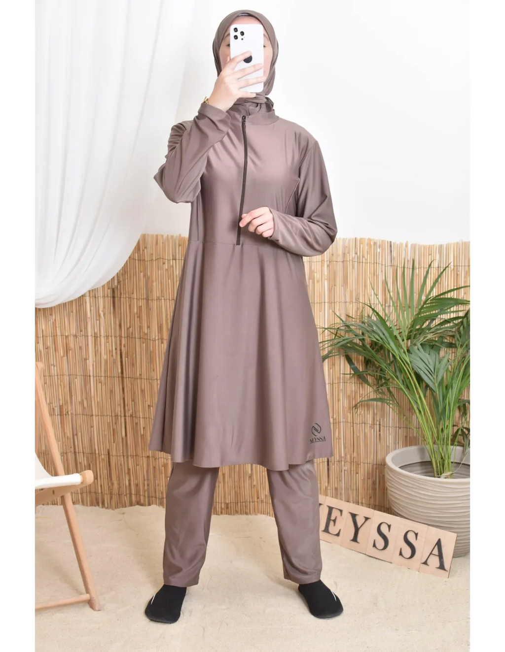 Burkini femme POLYNESIE Taupe foncé - Image 1