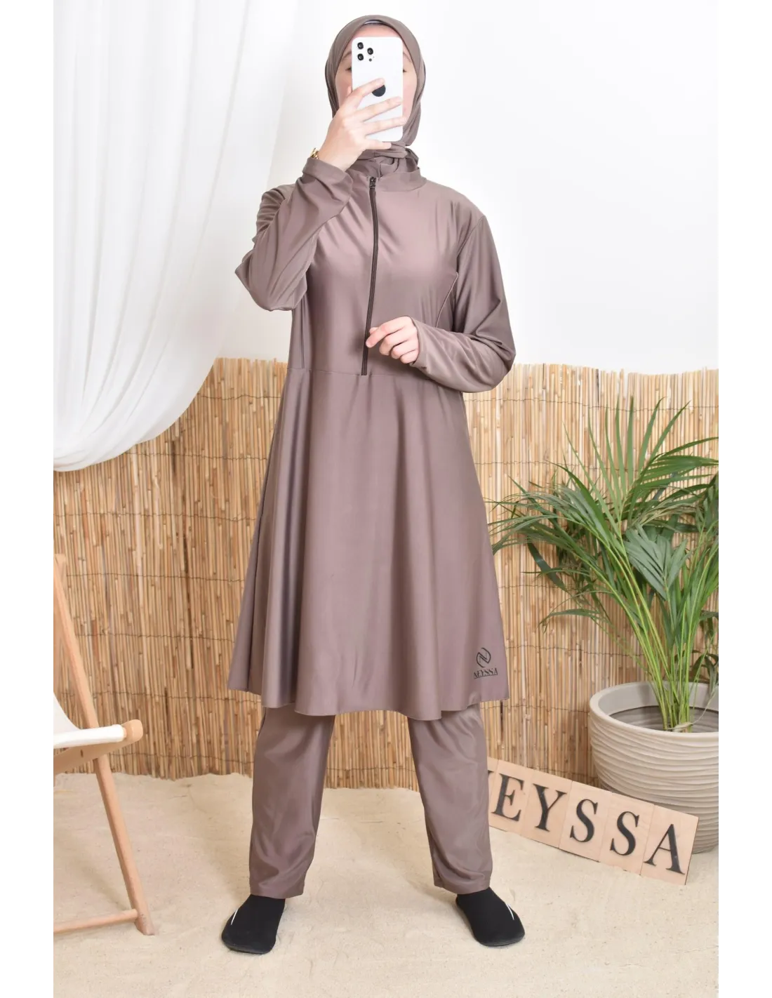 Burkini femme POLYNESIE Taupe foncé - Image 1