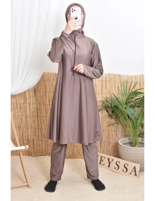 Burkini femme POLYNESIE Taupe foncé - Image 1