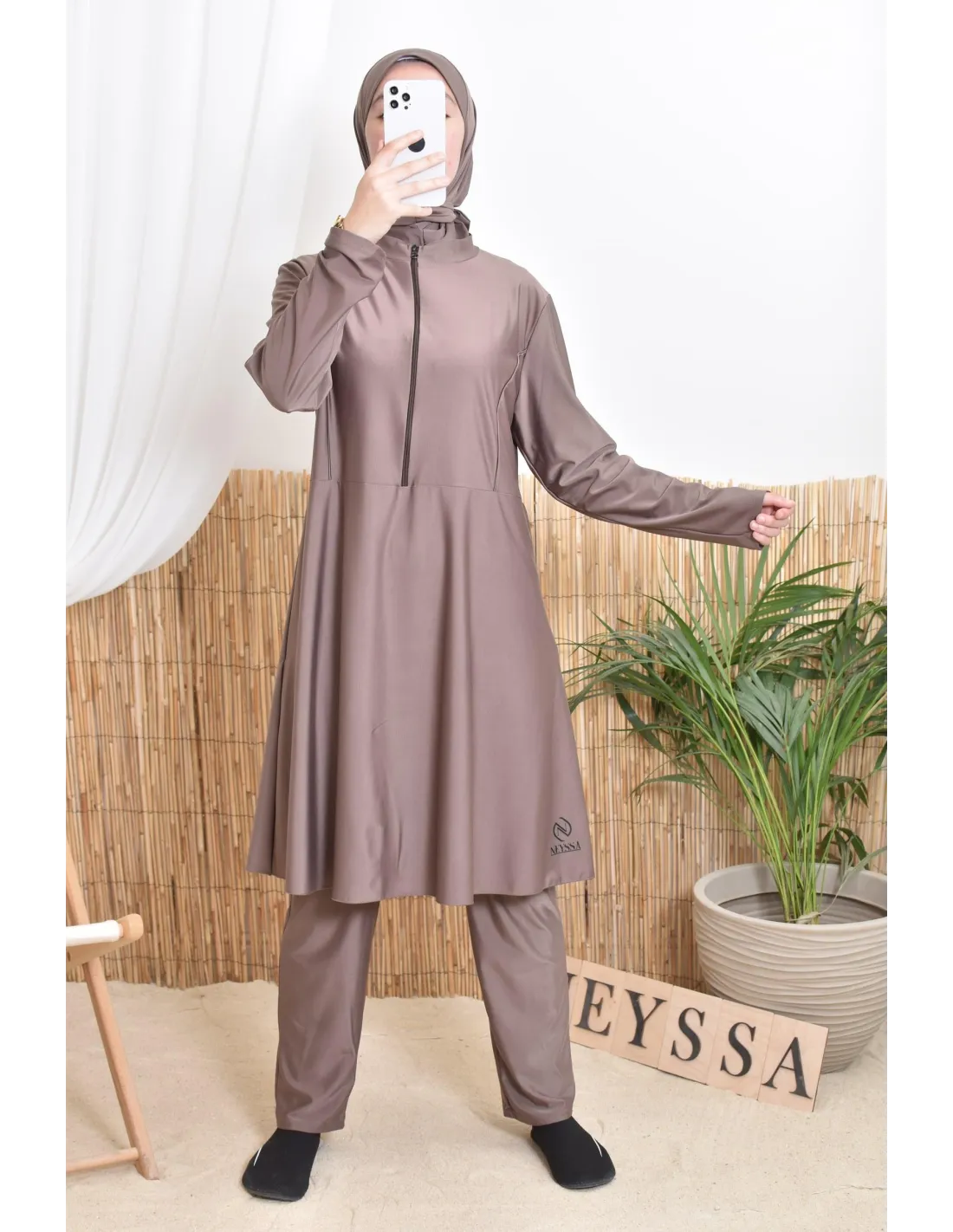 Burkini femme POLYNESIE Taupe foncé - Image 2