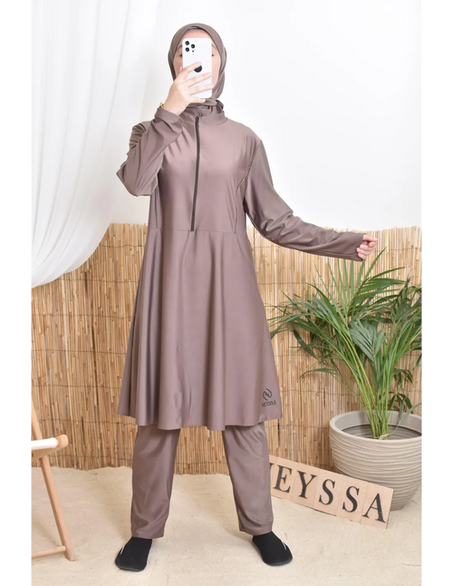 Burkini femme POLYNESIE Taupe foncé - Image 2