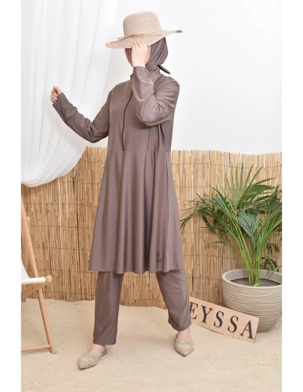 Burkini femme POLYNESIE Taupe foncé - Image 4