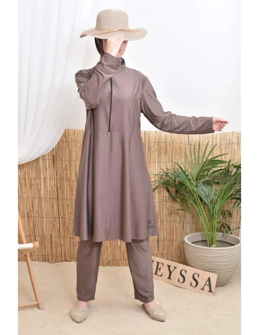 Burkini femme POLYNESIE Taupe foncé - Image 7