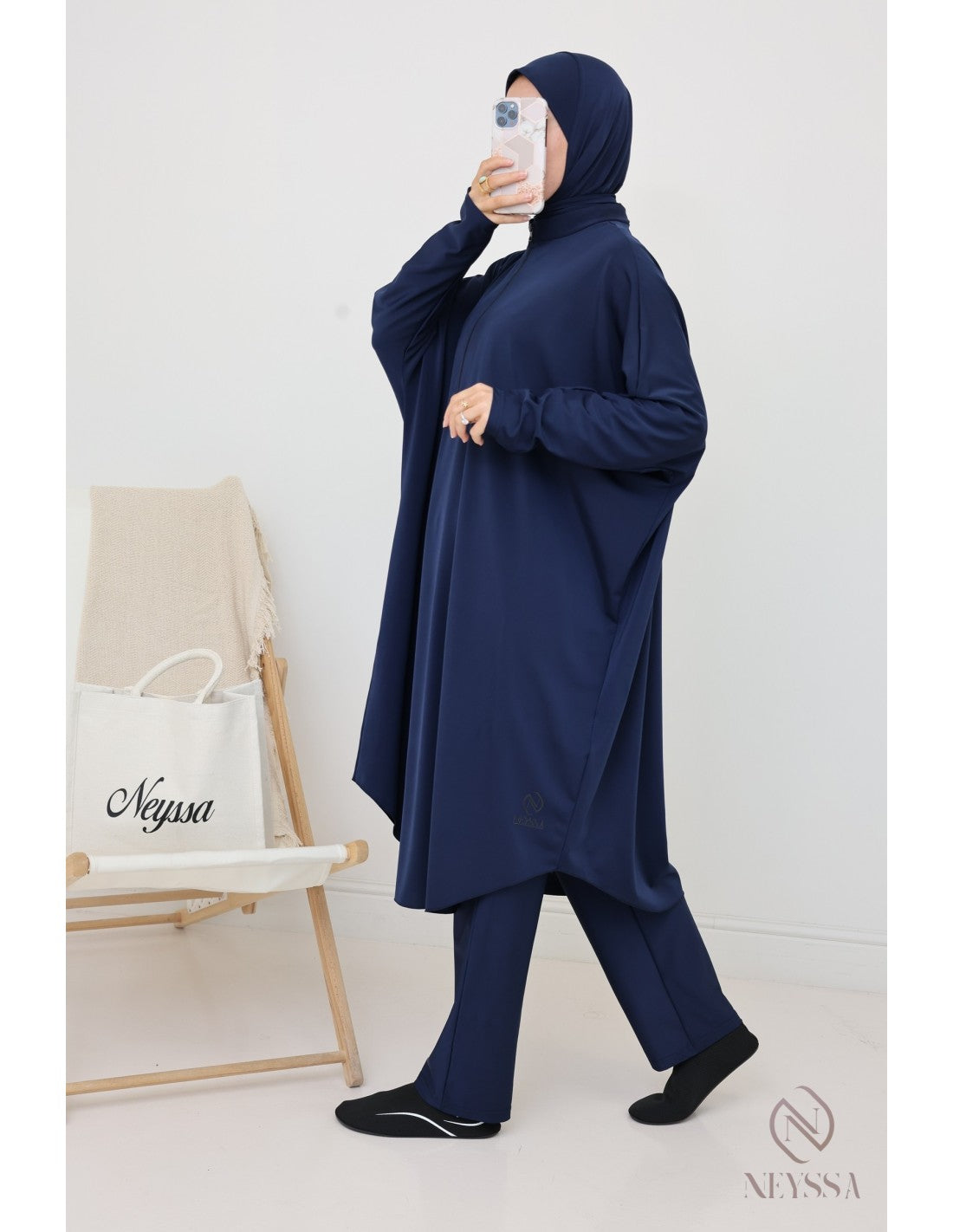 Burkini grande taille papillon Lumpur Bleu nuit - Image 1