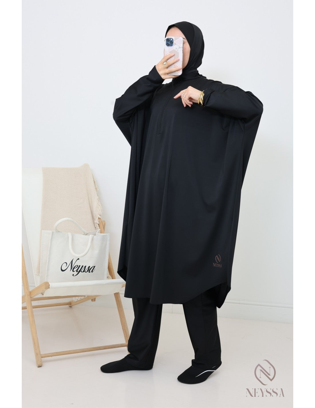 Burkini grande taille papillon Lumpur Noir - Image 1