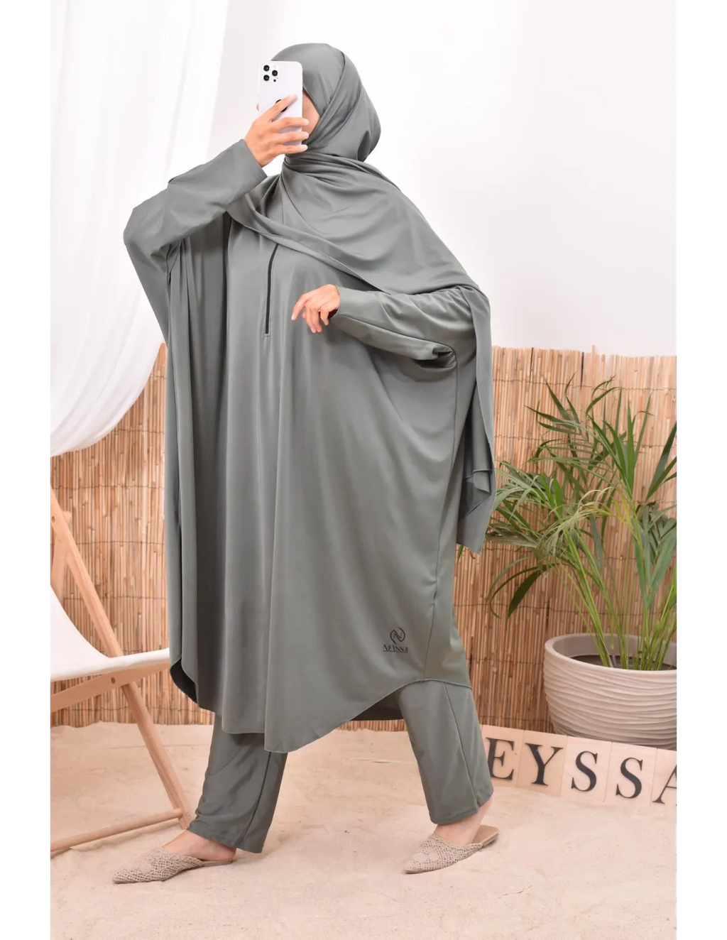 Burkini grande taille papillon RAWAA Kaki - Image 2