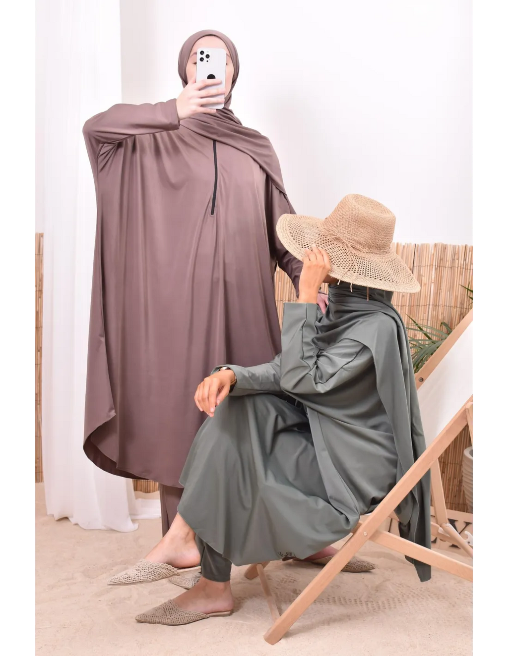 Burkini grande taille papillon RAWAA Kaki - Image 3