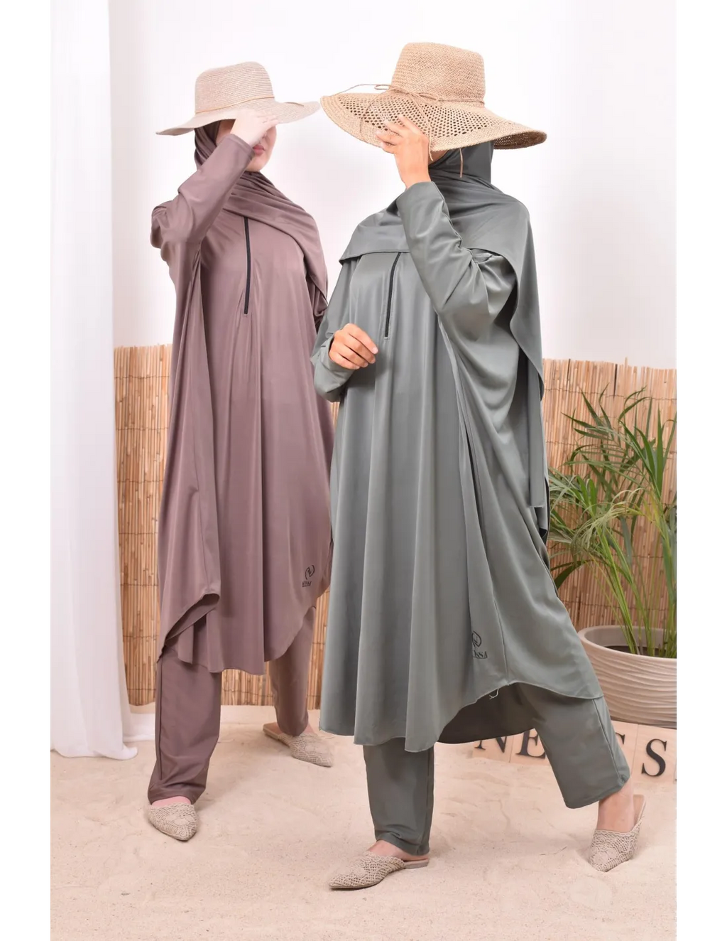 Burkini grande taille papillon RAWAA Kaki - Image 4