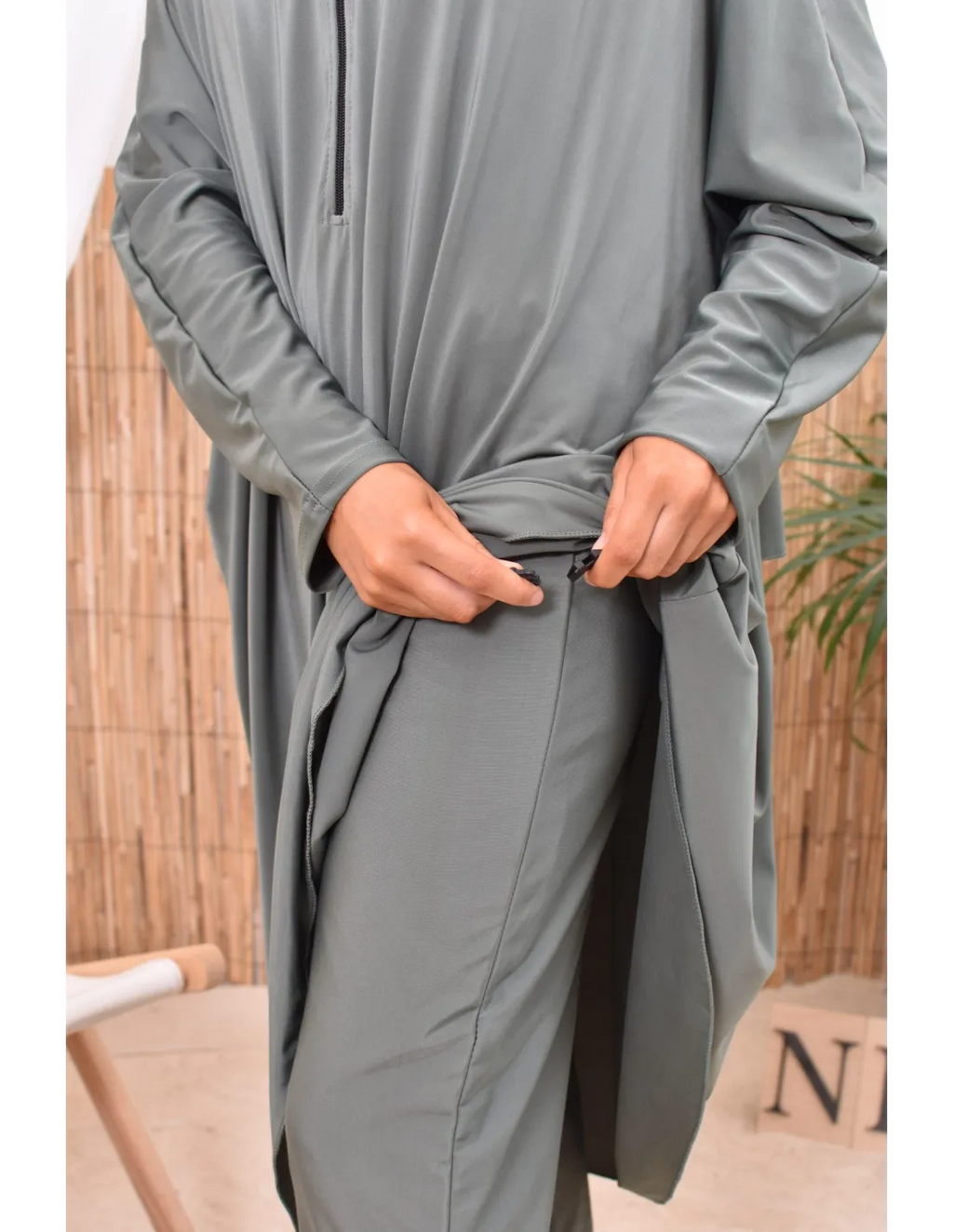 Burkini grande taille papillon RAWAA Kaki - Image 8