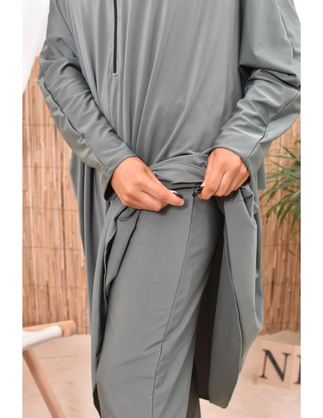 Burkini grande taille papillon RAWAA Kaki - Image 8