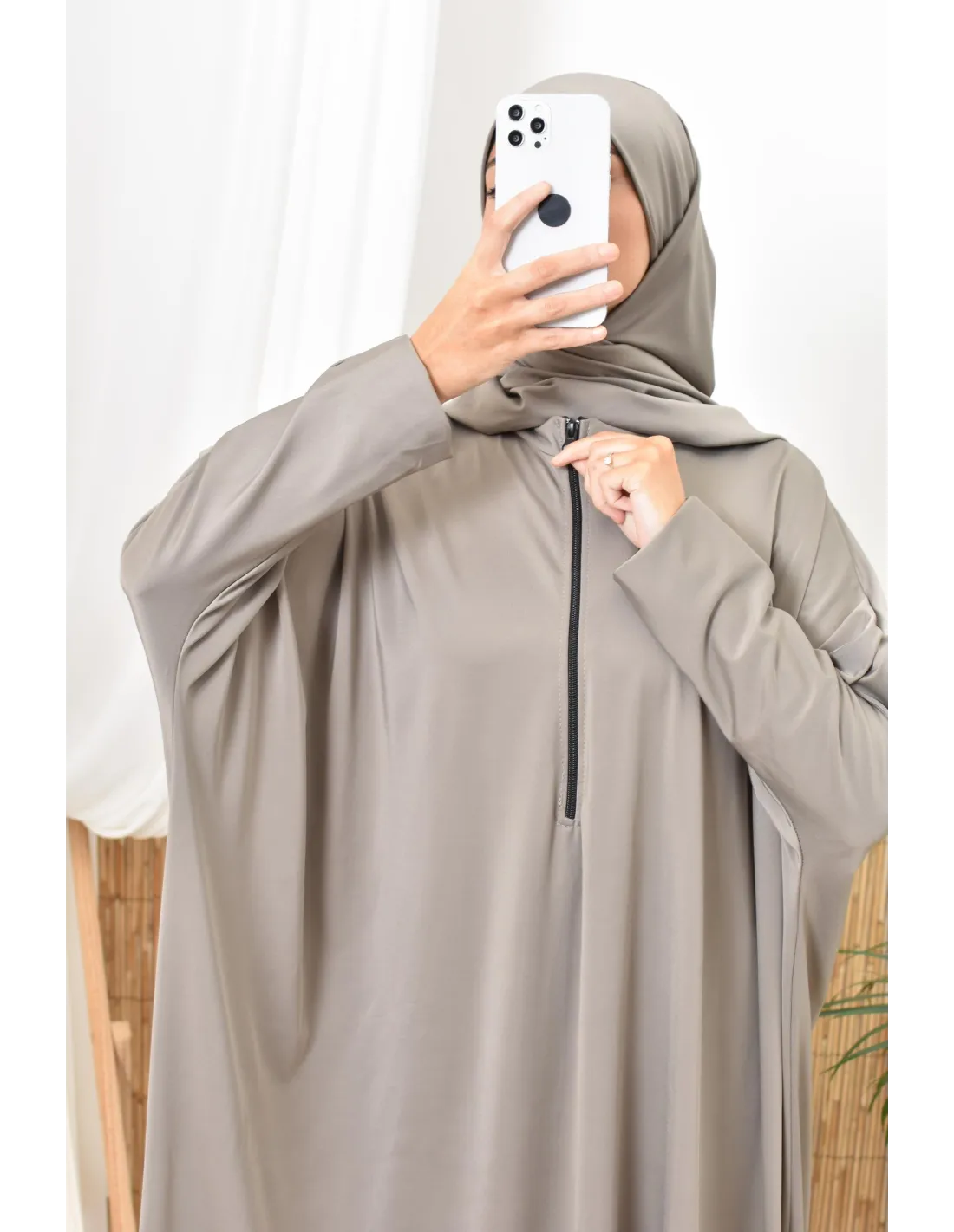 Burkini grande taille papillon RAWAA Taupe - Image 11