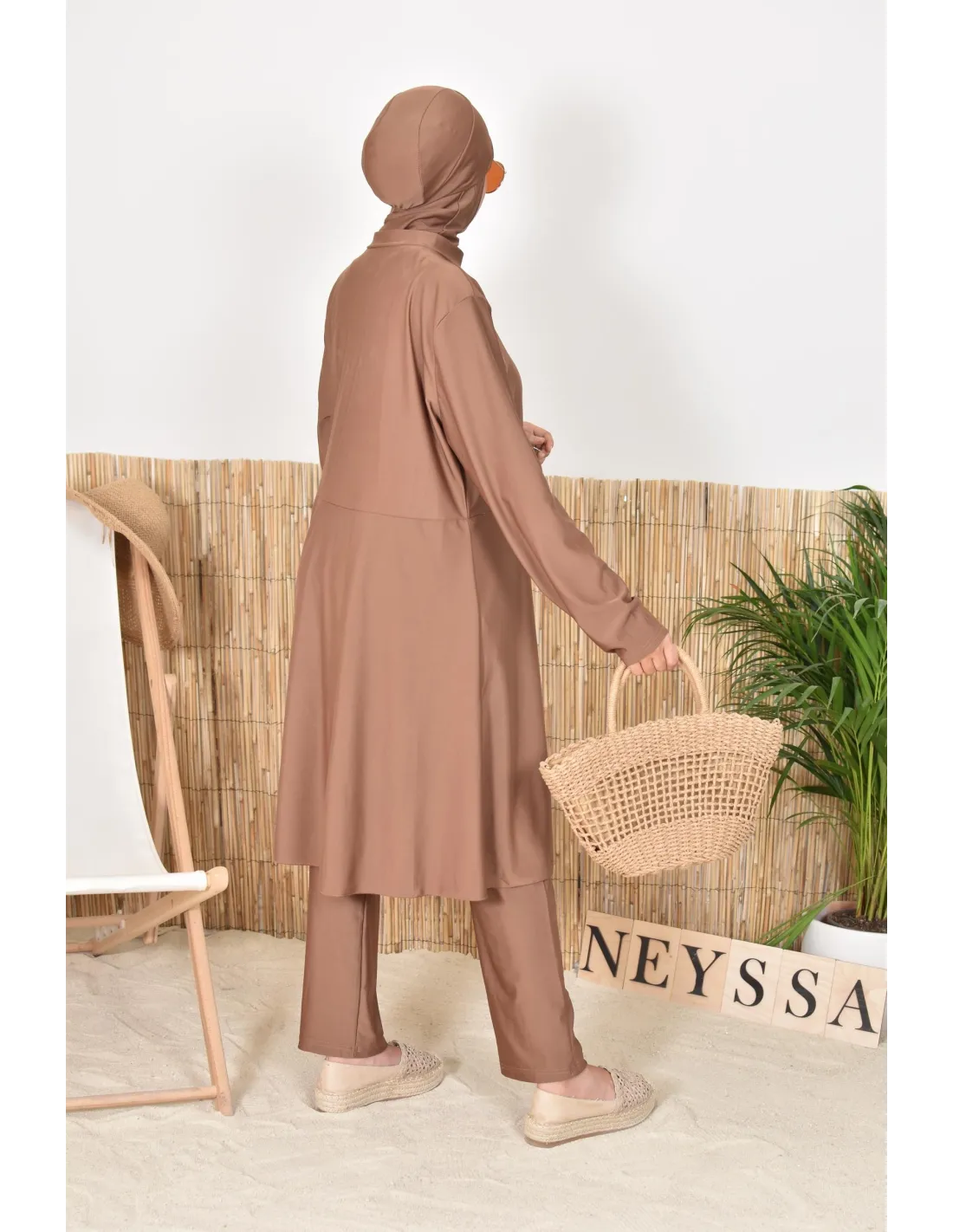 Burkini grande taille zipp Indonesia Noisette - Image 2