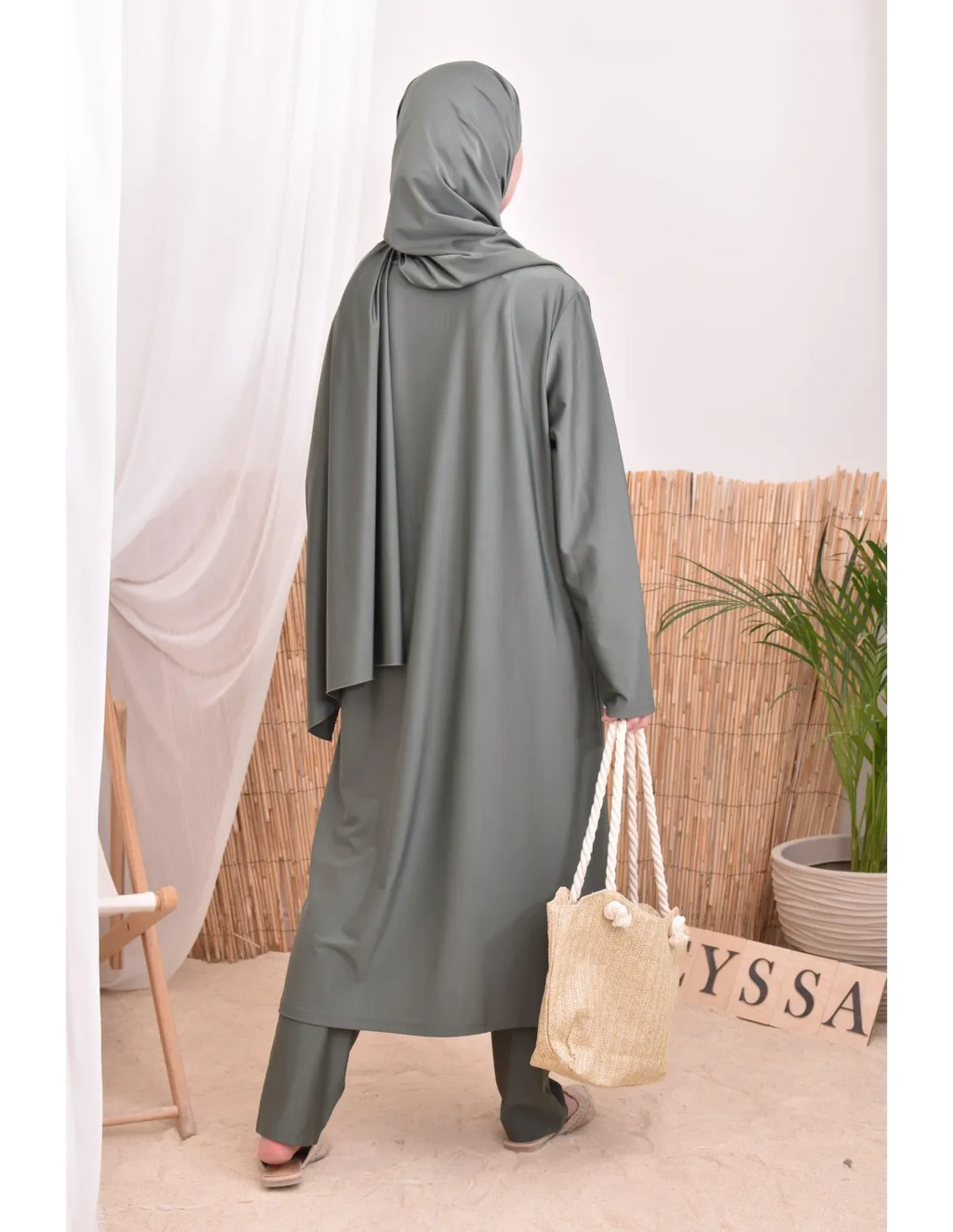 Burkini long avec hijab BAHREIN Kaki - Image 2