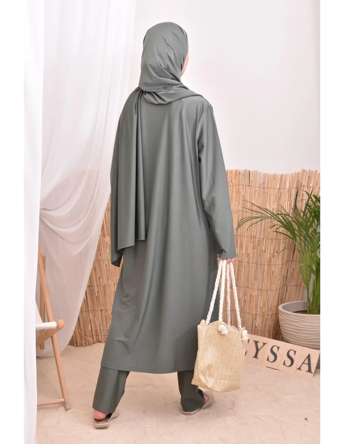Burkini long avec hijab BAHREIN Kaki - Image 2