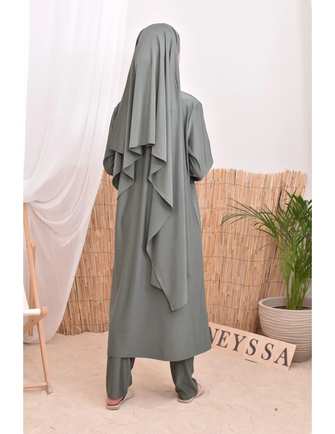 Burkini long avec hijab BAHREIN Kaki - Image 3