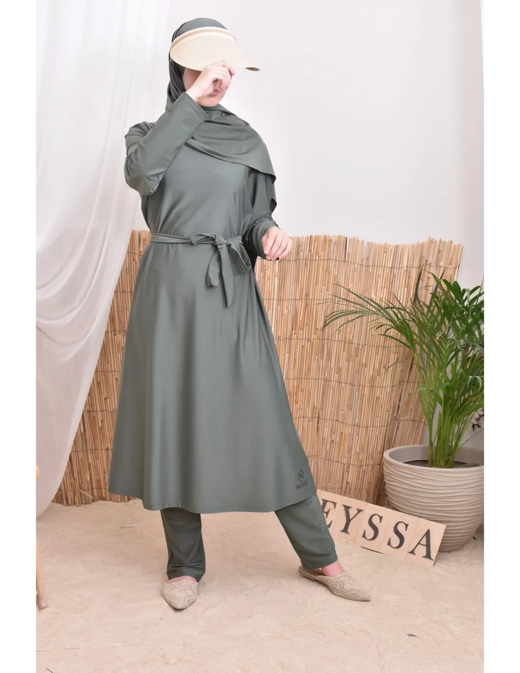 Burkini long avec hijab BAHREIN Kaki - Image 6