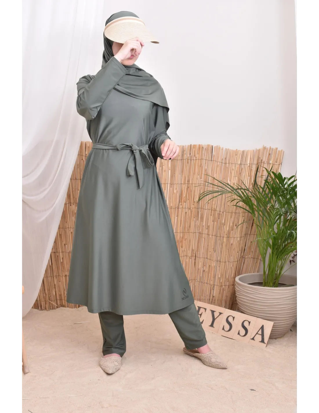 Burkini long avec hijab BAHREIN Kaki - Image 6