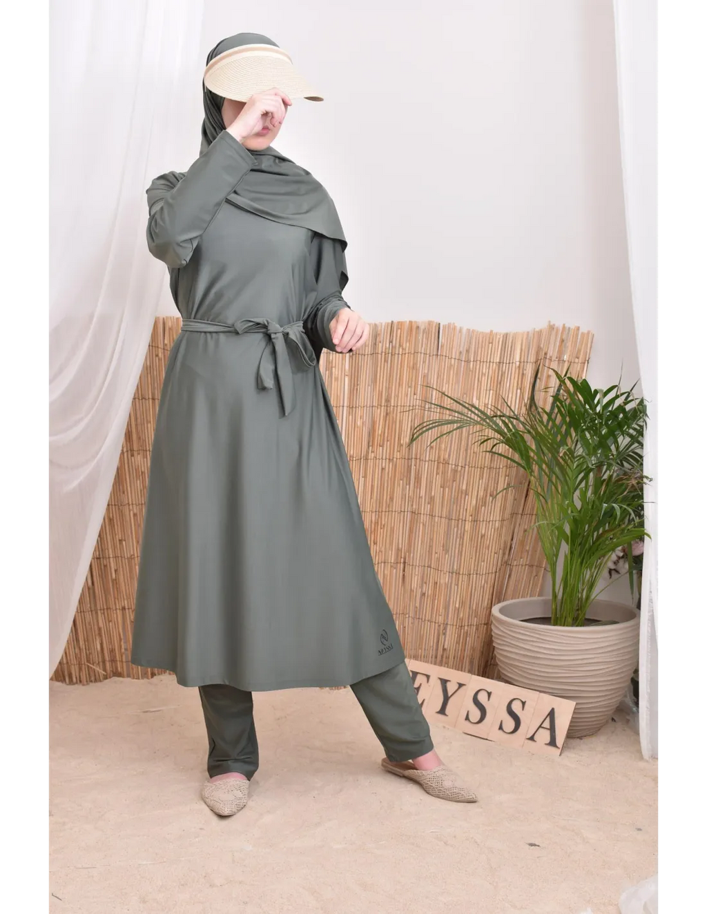 Burkini long avec hijab BAHREIN Kaki - Image 7