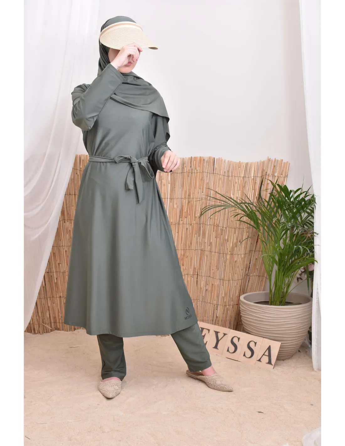 Burkini long avec hijab BAHREIN Kaki - Image 7