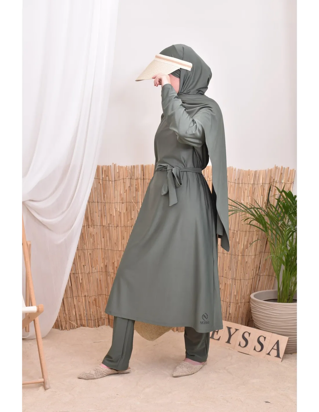 Burkini long avec hijab BAHREIN Kaki - Image 8