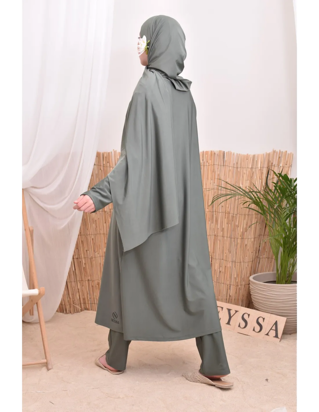 Burkini long avec hijab BAHREIN Kaki - Image 9