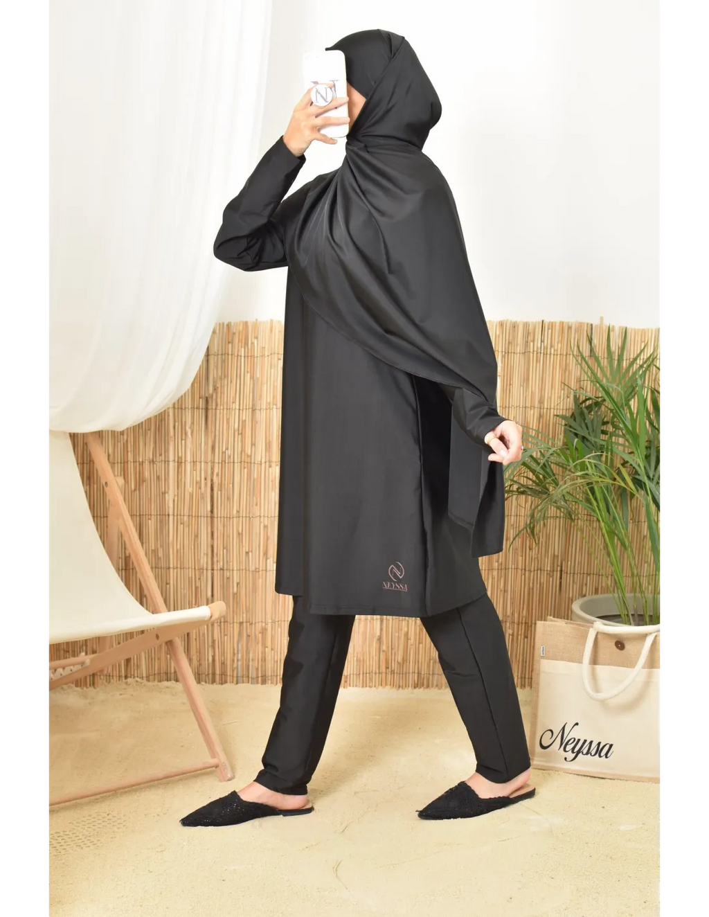 Burkini long hijab à enfiler TWIL Noir - Image 2