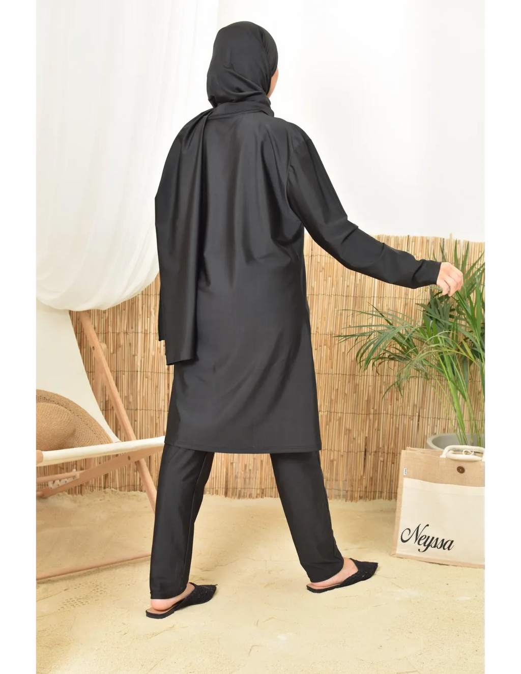 Burkini long hijab à enfiler TWIL Noir - Image 4