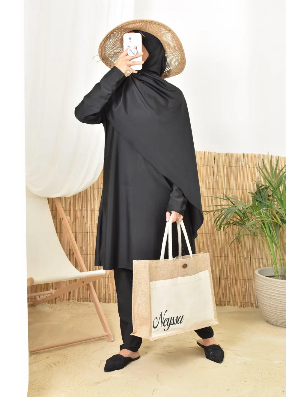 Burkini long hijab à enfiler TWIL Noir - Image 5