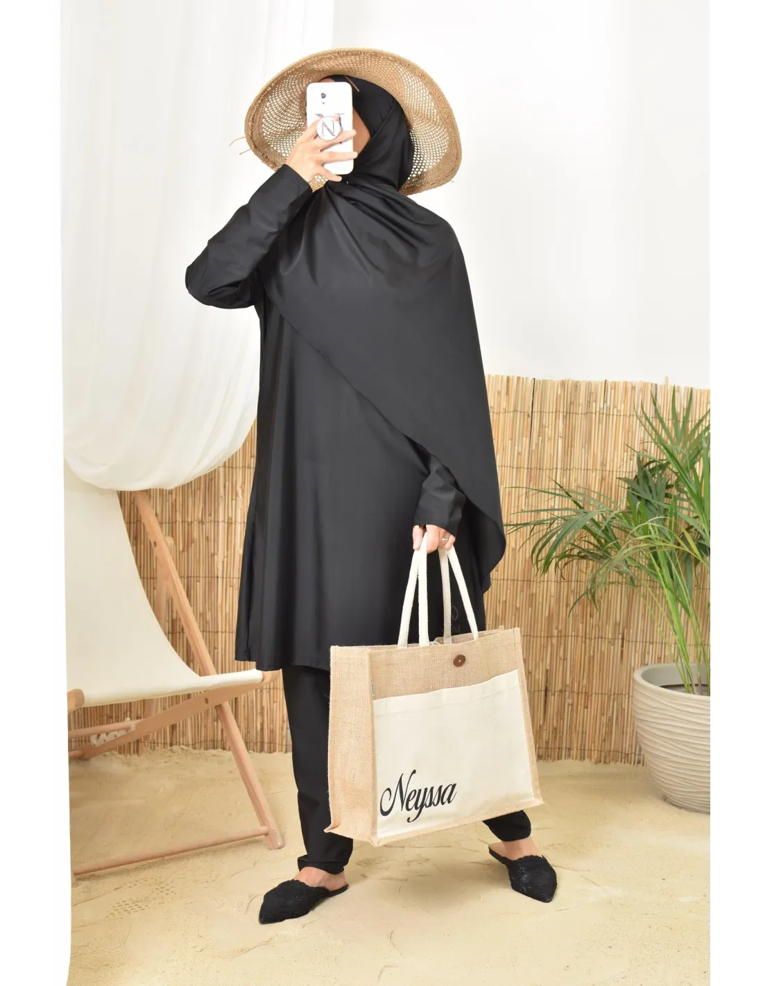 Burkini long hijab à enfiler TWIL Noir - Image 5