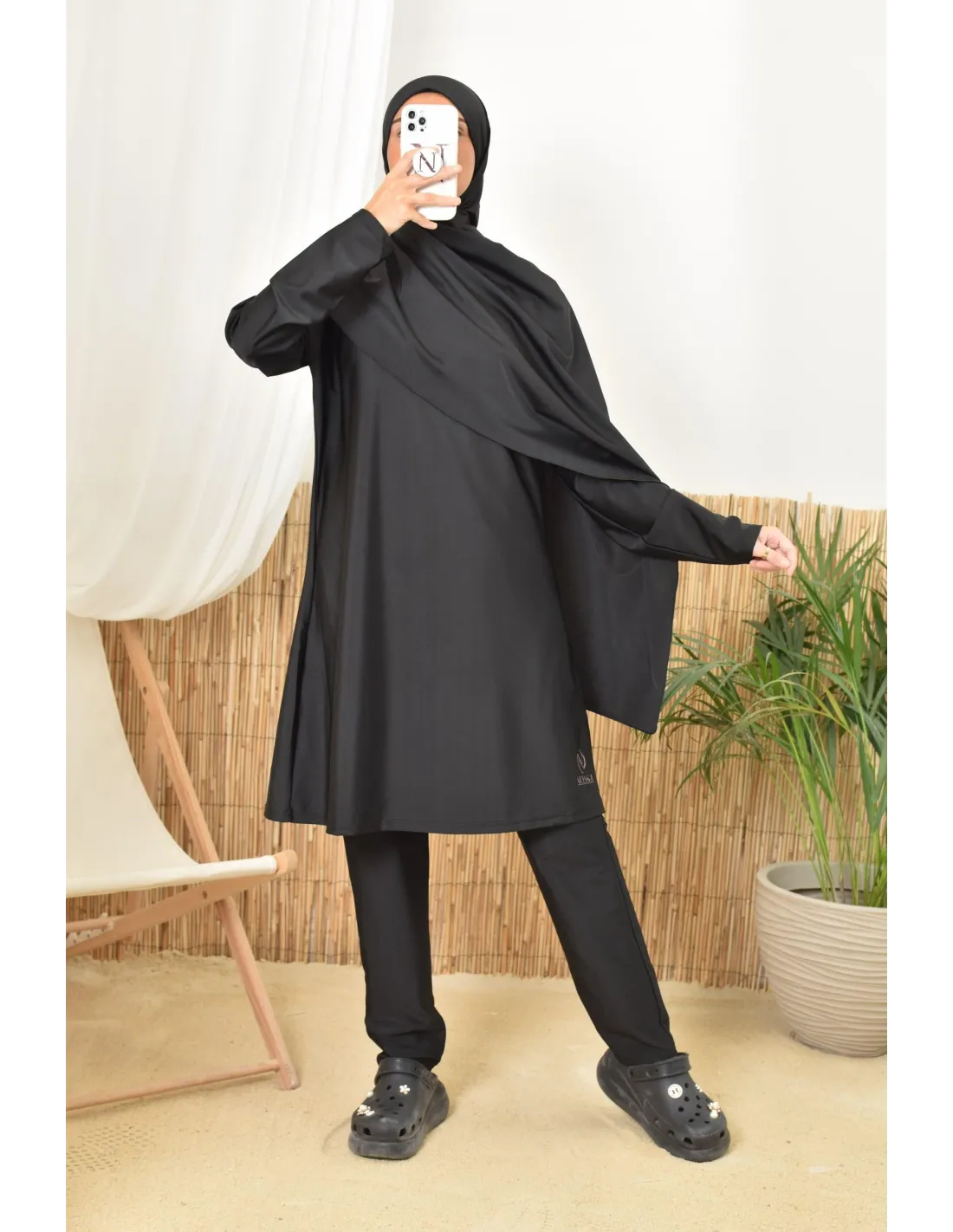 Burkini long hijab à enfiler TWIL Noir - Image 6