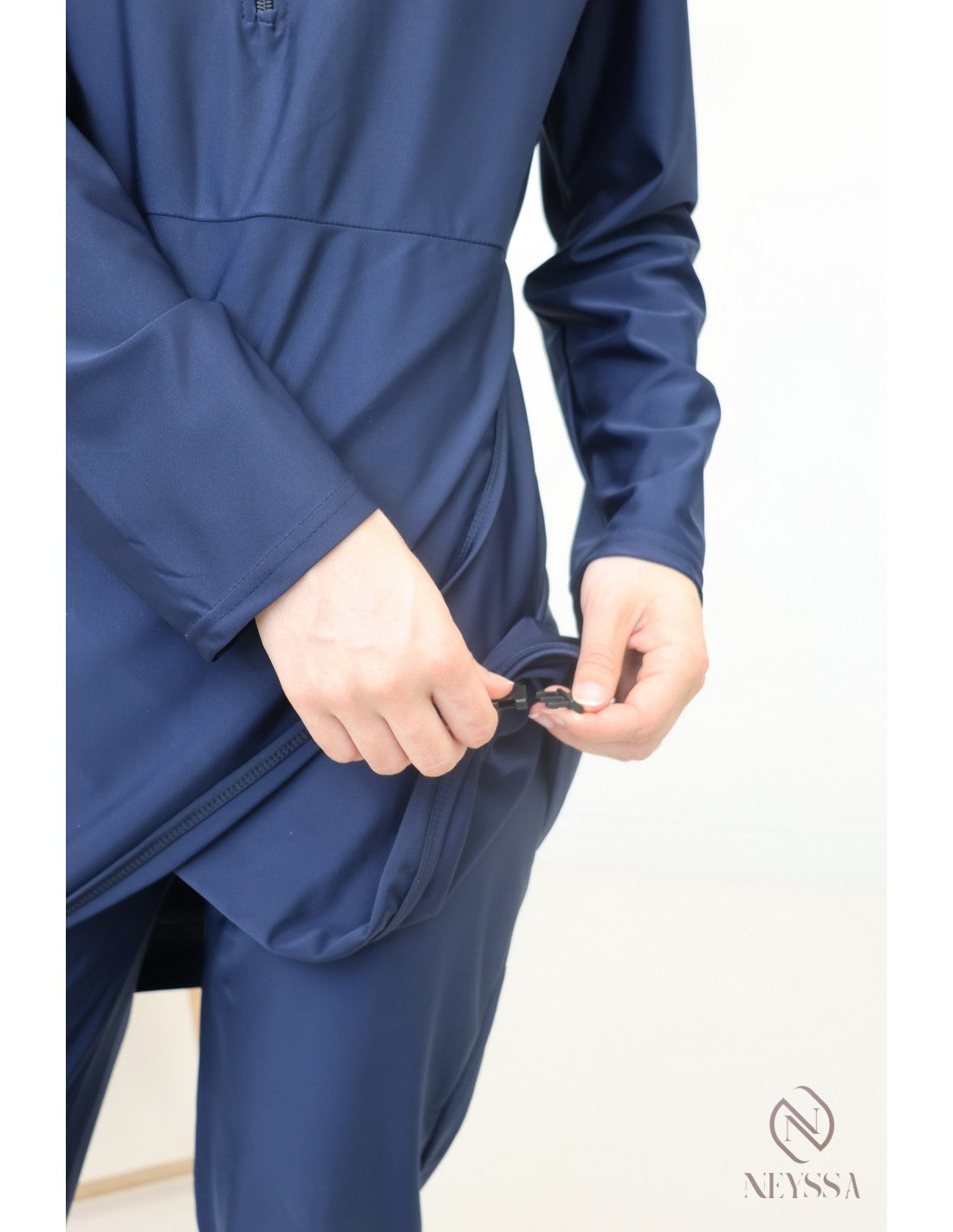 Burkini zip avec paréo DOHA Bleu nuit - Image 2