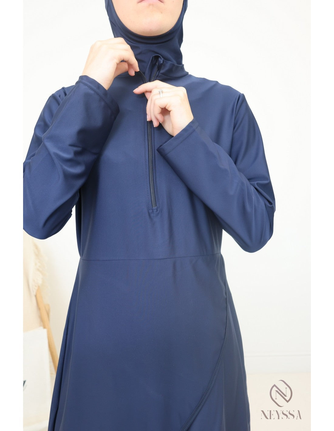 Burkini zip avec paréo DOHA Bleu nuit - Image 5