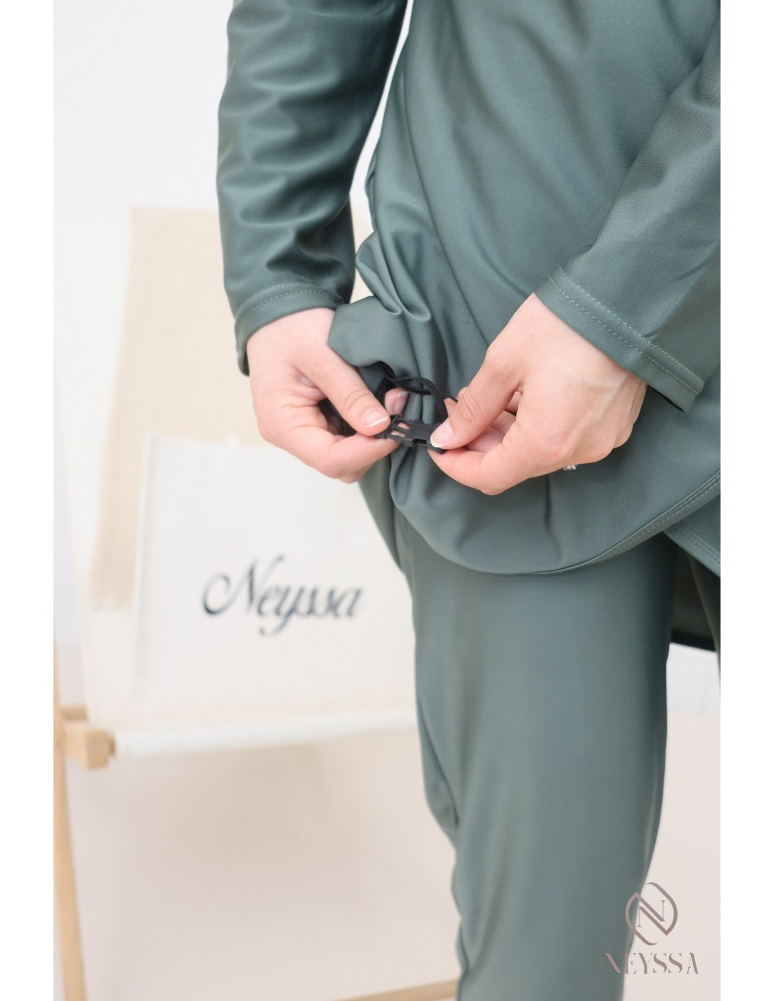 Burkini zip avec paréo DOHA Kaki - Image 3