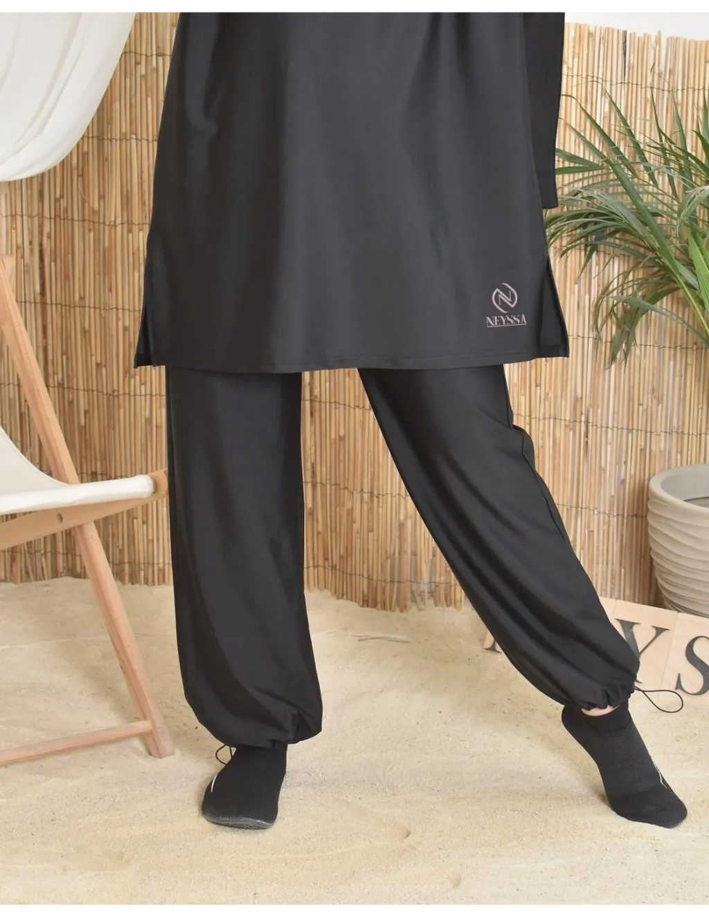 Burkini zip avec paréo DOHA Noir - Image 4