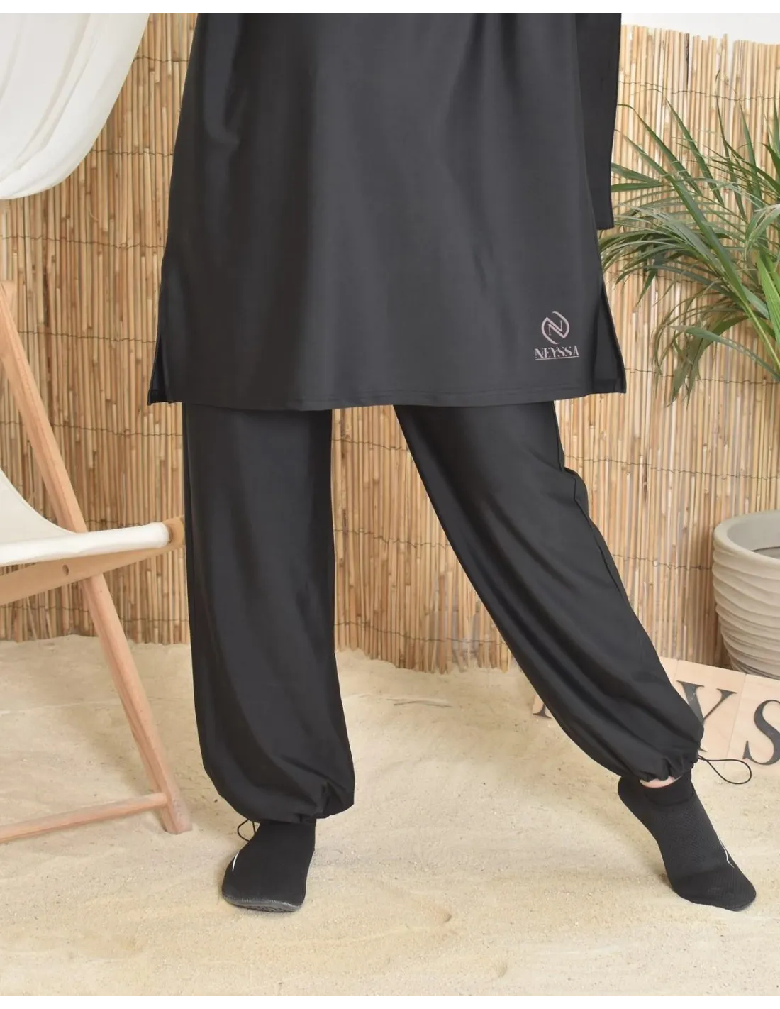 Burkini zip avec paréo DOHA Noir - Image 4