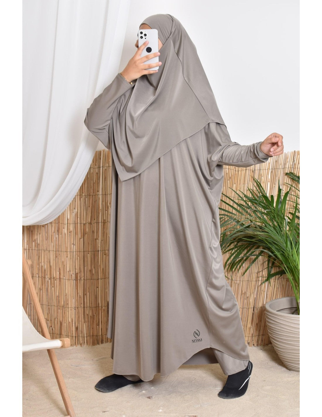 Jilbab de bain Neyssa Taupe V2 - Image 1